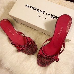 Emanuel Ungaro Paris Cheetah Suede Heels Mules 9.5